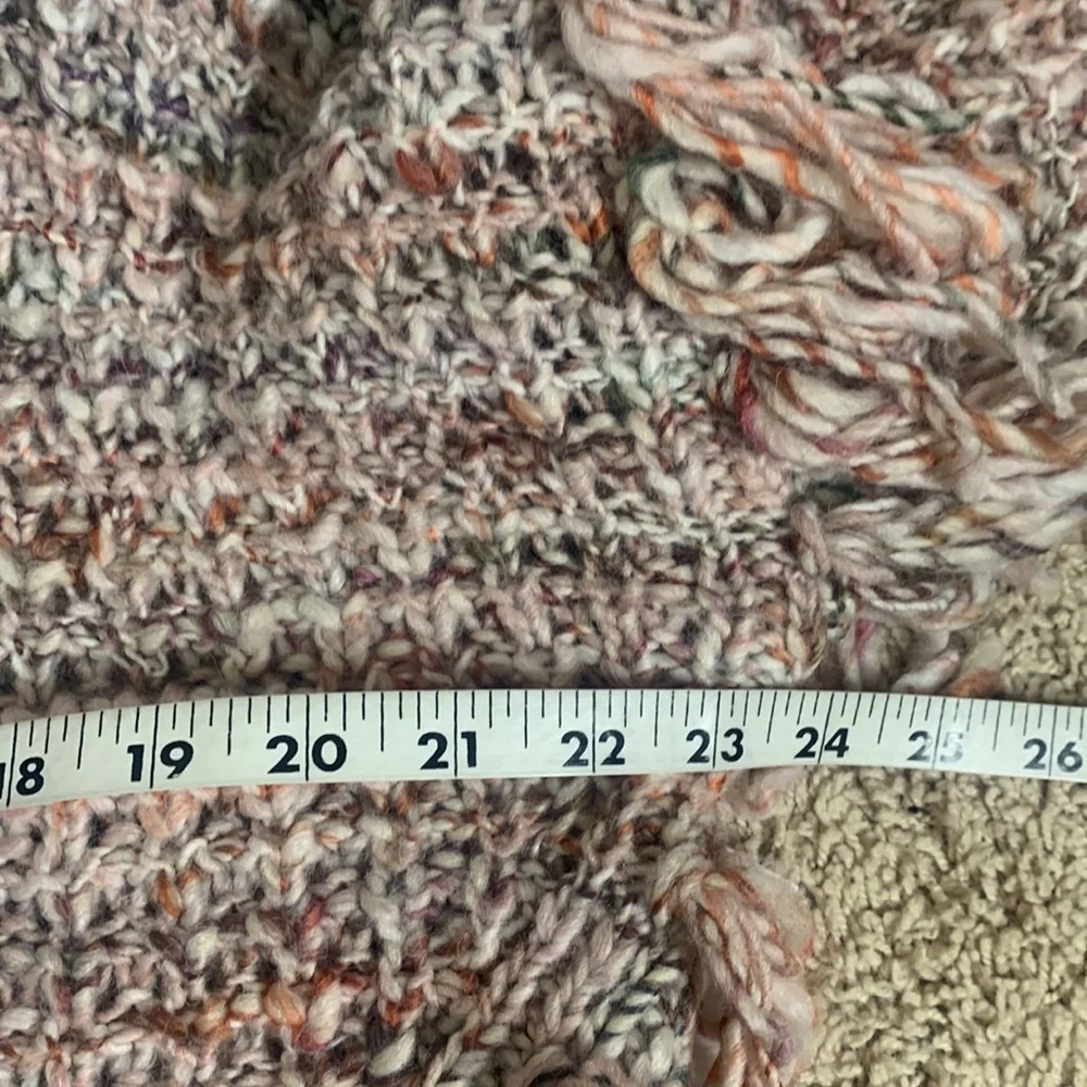 Joie Meghan Cable Knit Fringe Rose Sweater Boho Wool Blend Women XL Pullover top